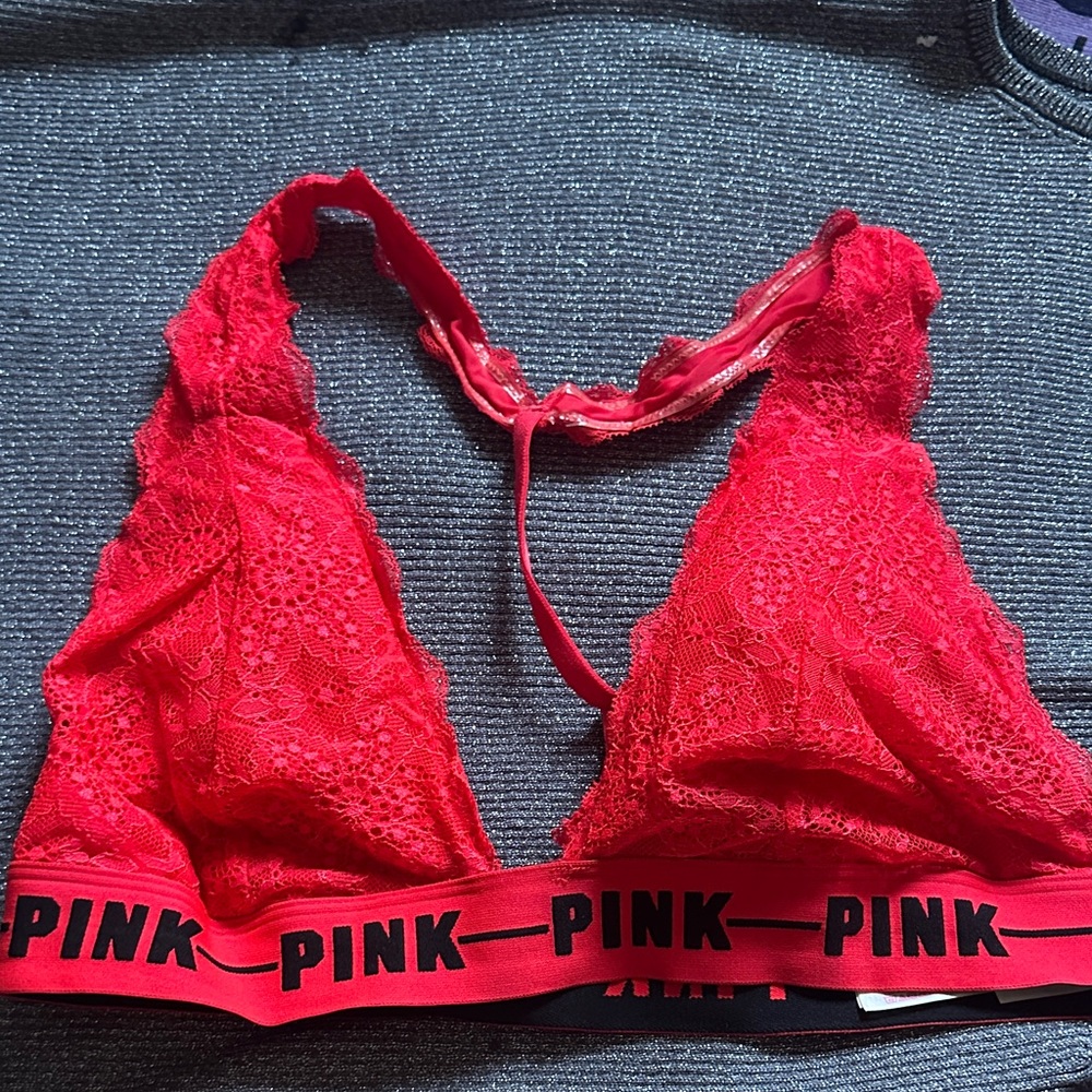 PINK Victoria's Secret Red Lace Bralette